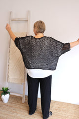Travel Overlay Knit Top in Black