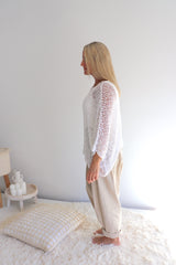 Travel Overlay Knit Top in White