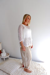 Travel Overlay Knit Top in White