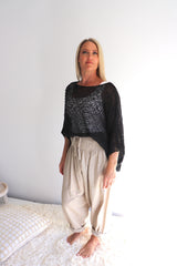 Travel Overlay Knit Top in Black