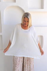 Relaxed Boho One Size Top in White