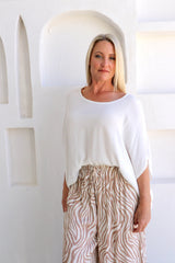 Relaxed Boho One Size Top in White