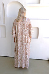 Long Kaftan In Zebra Taupe