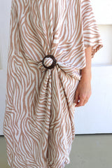 Long Kaftan In Zebra Taupe