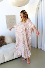 Long Kaftan In Zebra Taupe