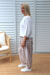 Dream Pant in Cotton Gingham Latte