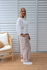 Dream Pant in Cotton Gingham Latte