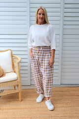 Dream Pant in Cotton Gingham Latte