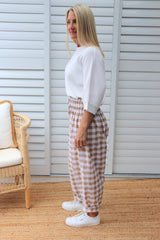Dream Pant in Cotton Gingham Latte