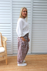 Dream Pant in Cotton Gingham Chocolate
