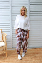 Dream Pant in Cotton Gingham Chocolate