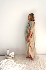 Long Kaftan In Olive Raindrop