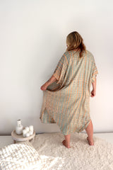 Long Kaftan In Olive Raindrop