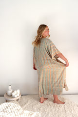 Long Kaftan In Olive Raindrop