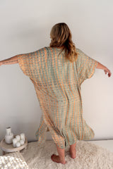 Long Kaftan In Olive Raindrop
