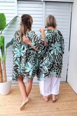 Short Kaftan With Tassels In Hibiscus Mint