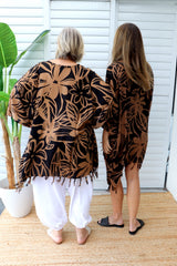 Short Kaftan With Tassels In Hibiscus Chocolate