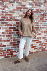 Piper V Neck Sweater in Biscuit