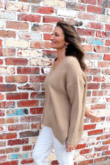 Piper V Neck Sweater in Biscuit