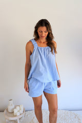 Designer RO Cotton PJ Set in Blue Gingham