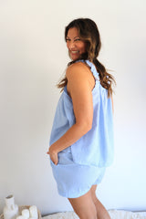 Designer RO Cotton PJ Set in Blue Gingham