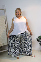 Caribbean Long Wide Leg Pant In Grey Jaguar