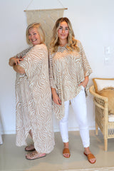 Short Kaftan in Taupe Zebra