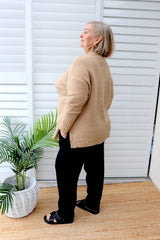 Piper V Neck Sweater in Biscuit