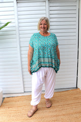 Amalfi Short Sleeve Top In Cottage Vine