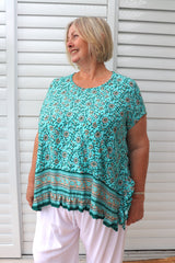 Amalfi Short Sleeve Top In Cottage Vine