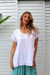 Amalfi Short Sleeve Top In White