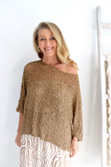 Travel Overlay Knit Top in Chocolate