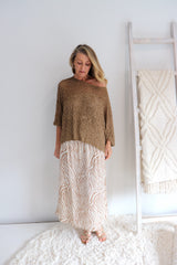 Travel Overlay Knit Top in Chocolate