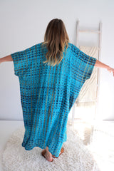 Long Kaftan In Blue Tie Dye