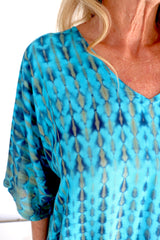 Long Kaftan In Blue Tie Dye