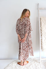 Long Kaftan In Mediterranean Chocolate