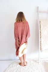 Short Kaftan With Tassels In Clay Tie Dye
