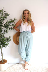 Dream Pant in LUX Cotton Plain Sage/Teal