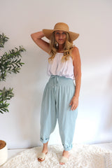Dream Pant in LUX Cotton Plain Sage/Teal