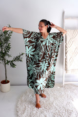 Long Kaftan In Hibiscus Mint