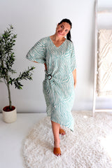 Long Kaftan In Zebra Teal