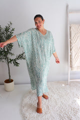 Long Kaftan In Zebra Teal