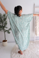Long Kaftan In Zebra Teal
