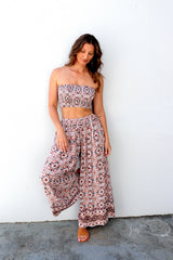 Bora Bora Long Wide Leg Pant in Mosaic Earth