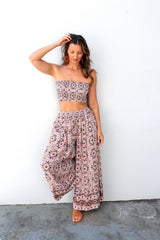 Bora Bora Long Wide Leg Pant in Mosaic Earth