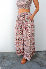 Bora Bora Long Wide Leg Pant in Mosaic Earth