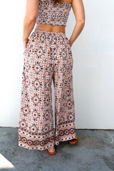 Bora Bora Long Wide Leg Pant in Mosaic Earth