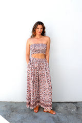 Bora Bora Long Wide Leg Pant in Mosaic Earth