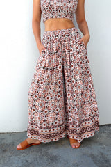 Bora Bora Long Wide Leg Pant in Mosaic Earth