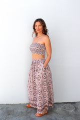 Bora Bora Long Wide Leg Pant in Mosaic Earth